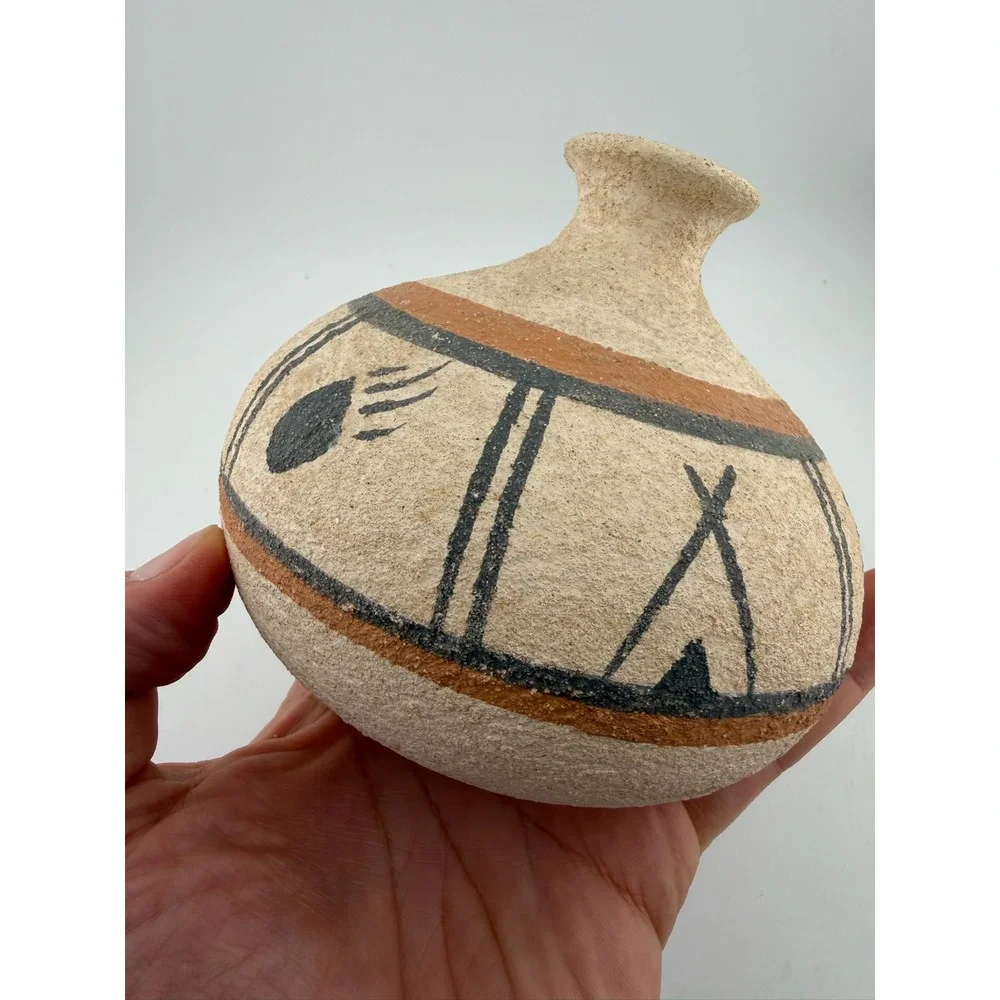 Vintage Southwestern‎ Style Ceramic Pot Hand Painted Native American Inspired
